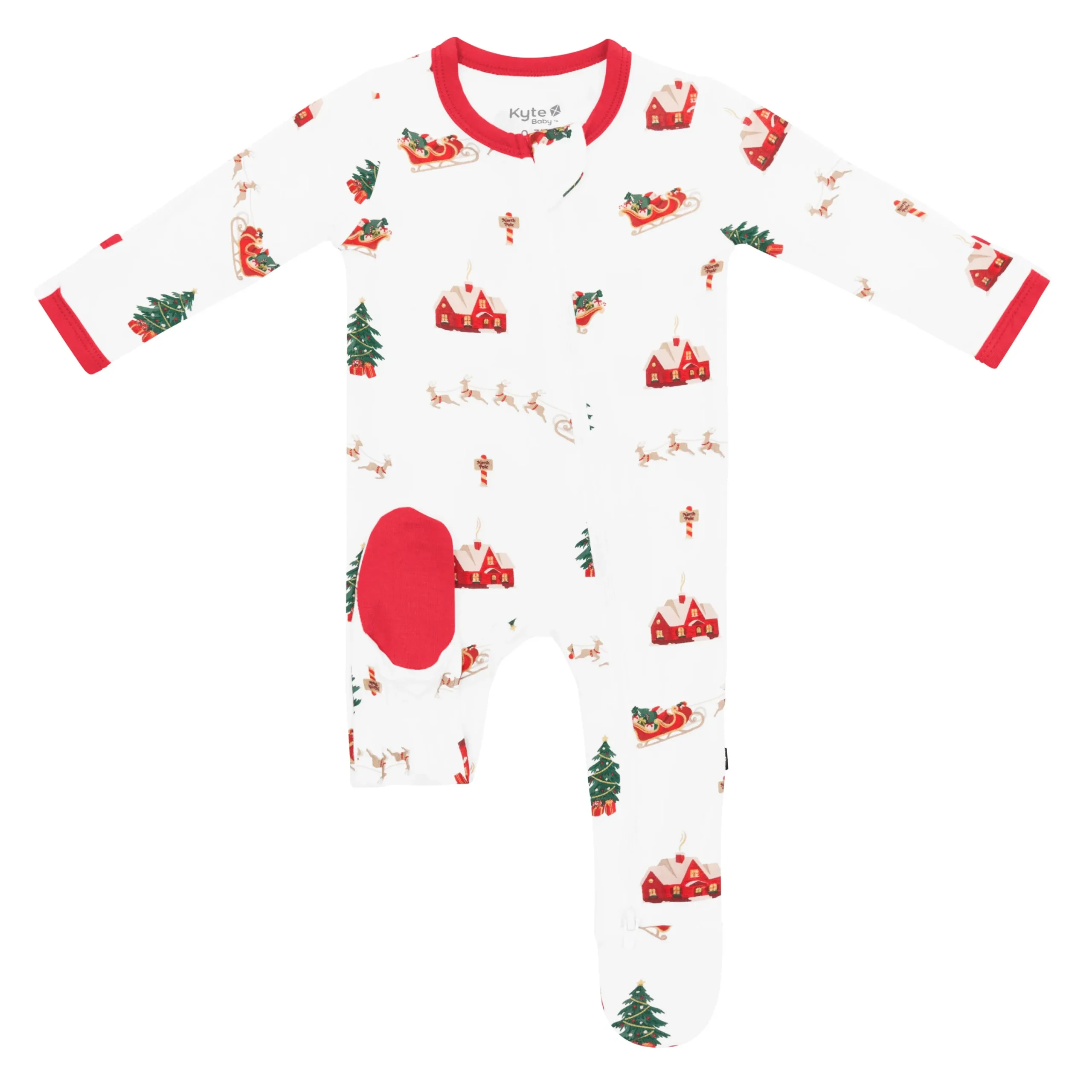 Kyte Baby Zippered Footie in Santa Sleigh Clearance