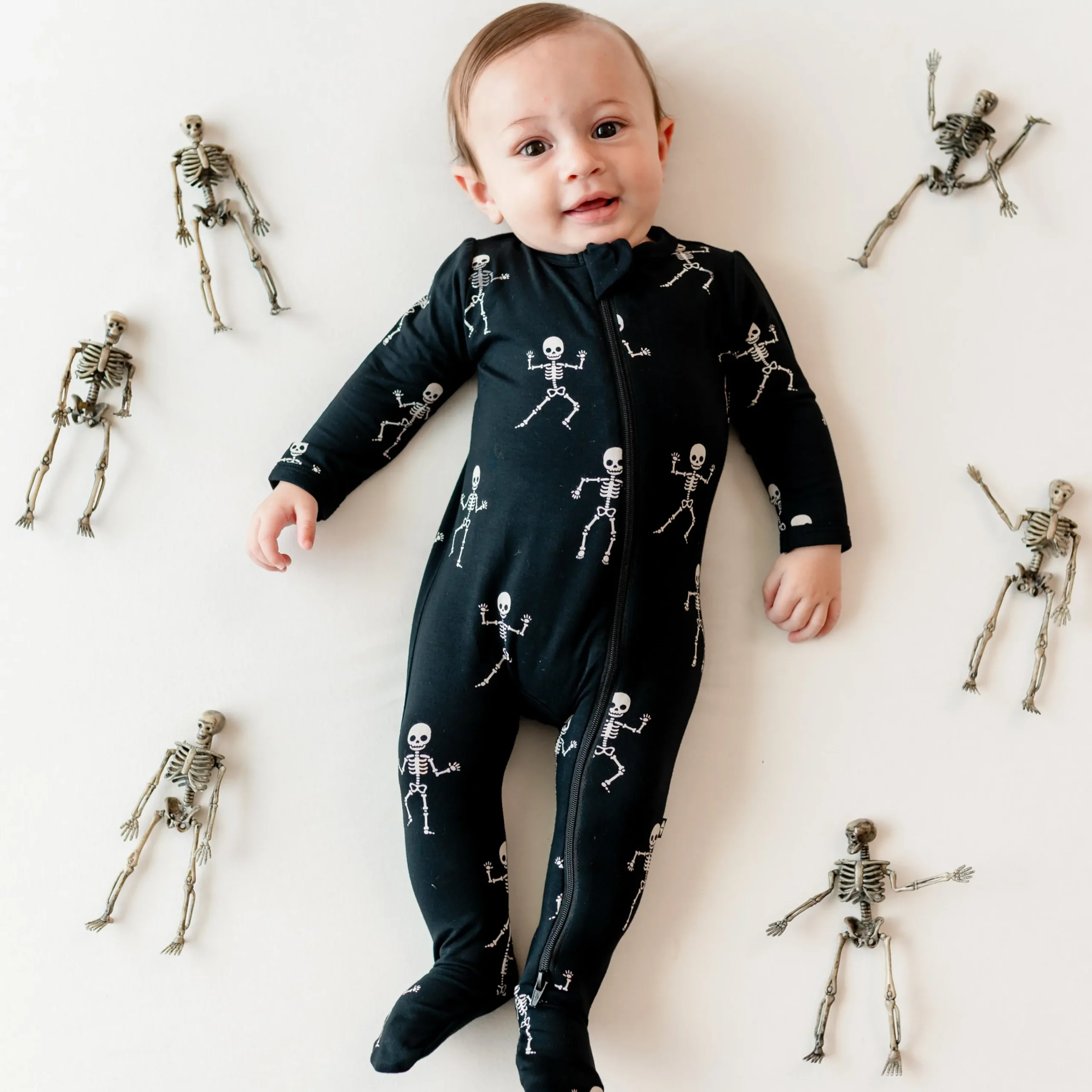 Kyte Baby Zippered Footie in Skeleton Best