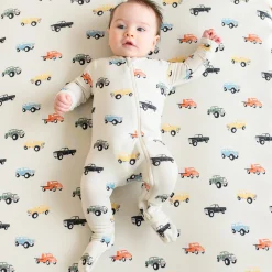 Kyte Baby Zippered Footie in Vintage Truck Hot