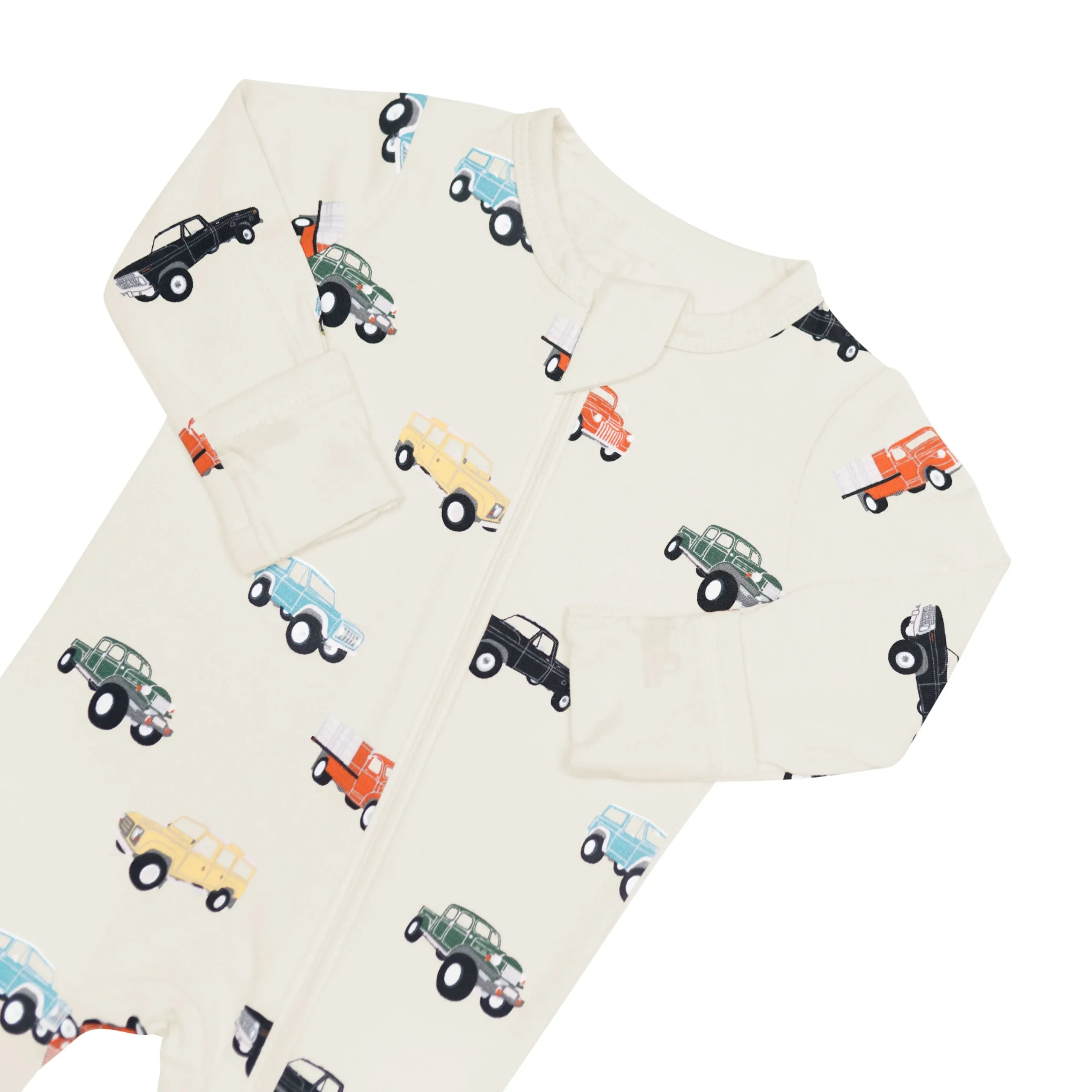 Kyte Baby Zippered Footie in Vintage Truck Hot