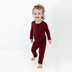 Kyte Baby Zippered Romper in Burgundy Hot
