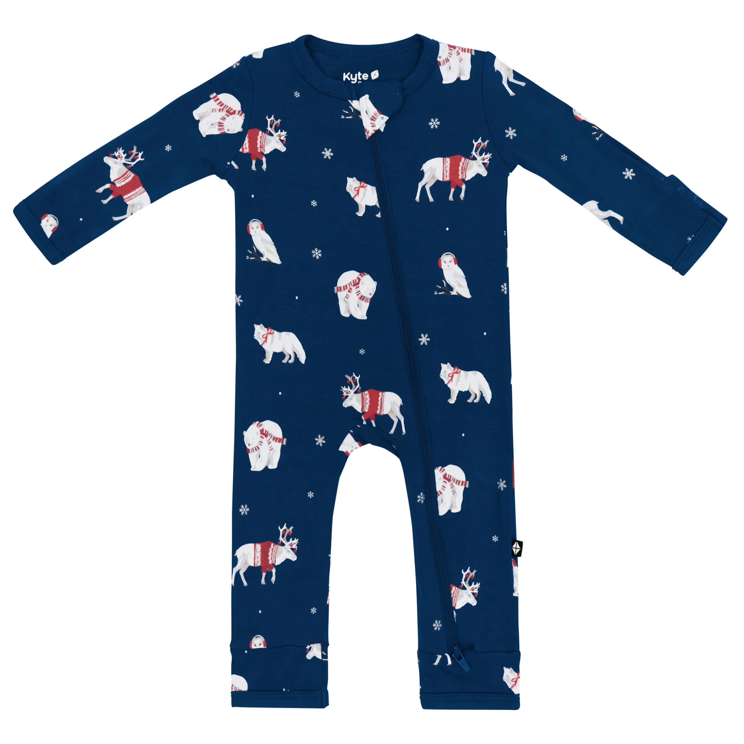 Kyte Baby Zippered Romper in Frosty Friends Hot