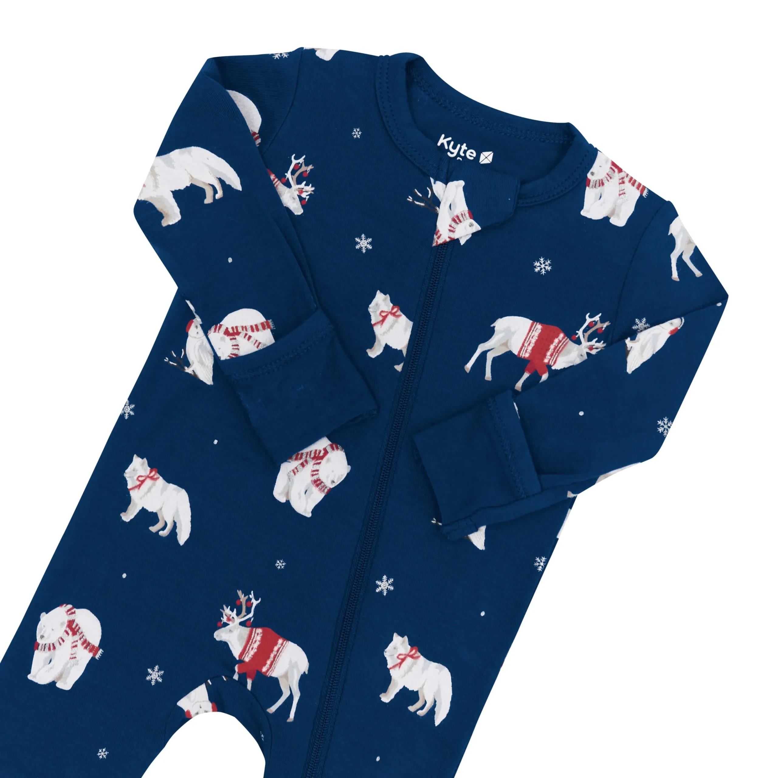 Kyte Baby Zippered Romper in Frosty Friends Hot