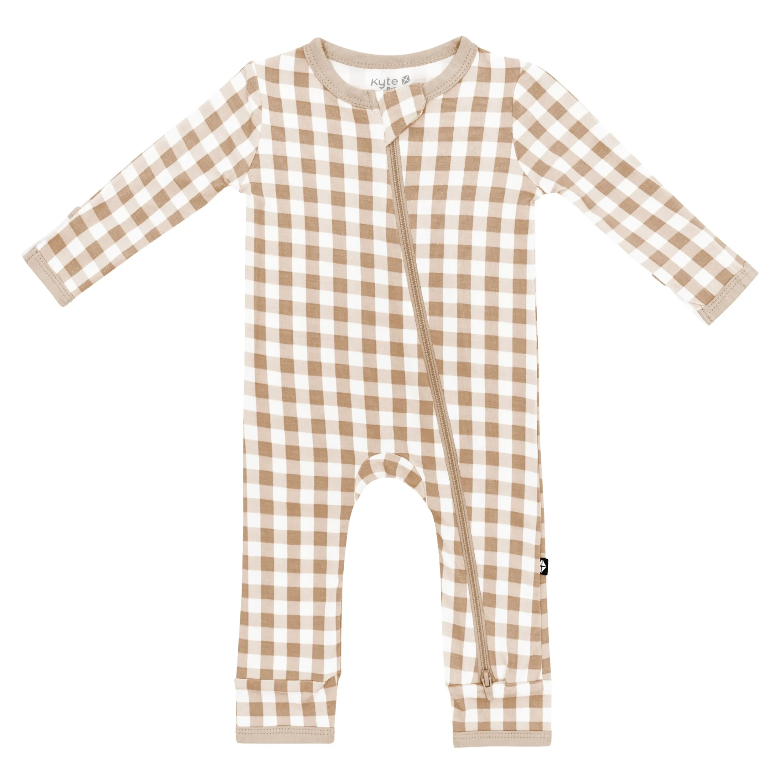 Kyte Baby Zippered Romper in Gingham Bisque Hot