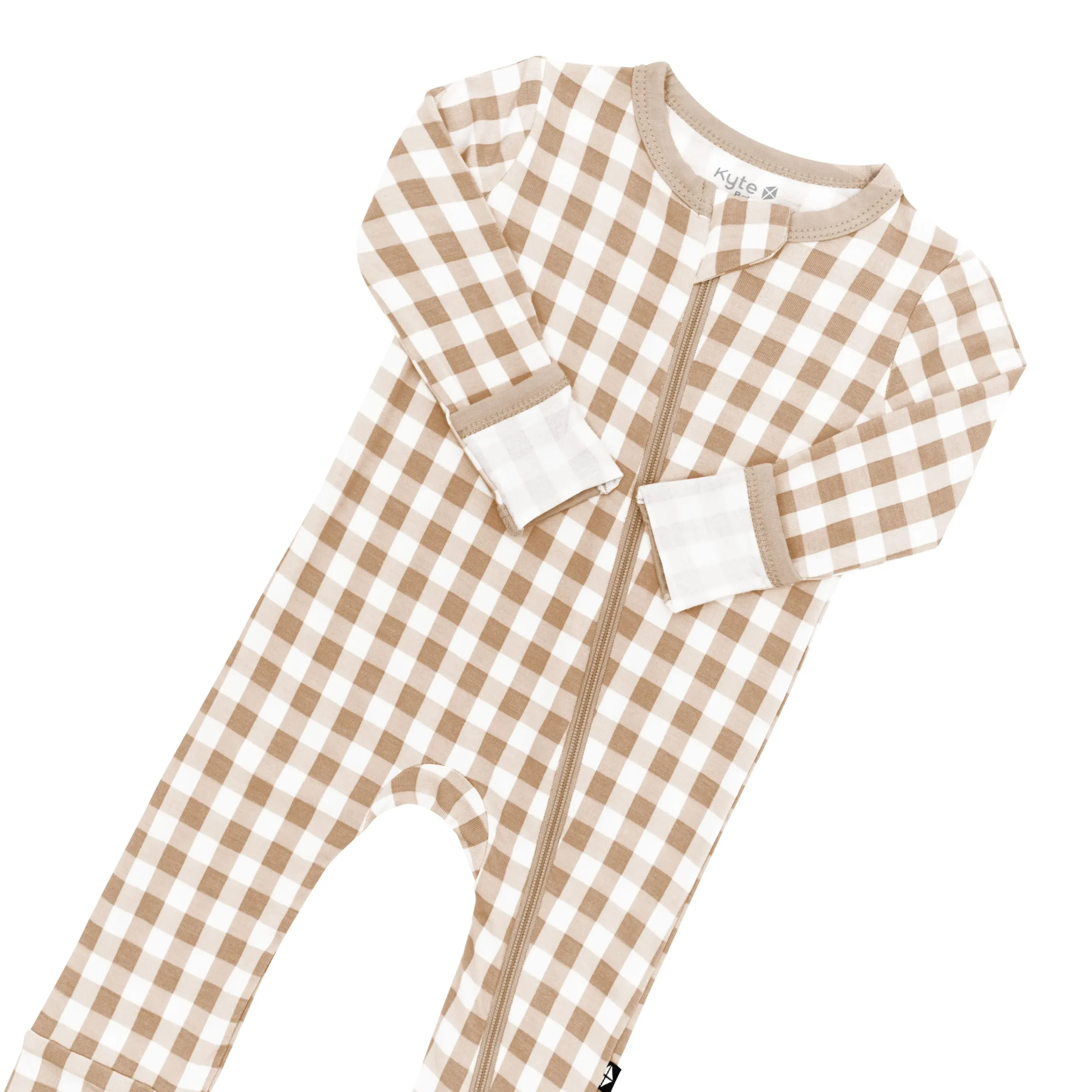 Kyte Baby Zippered Romper in Gingham Bisque Hot