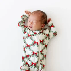 Kyte Baby Zippered Romper in Holiday Bow Outlet