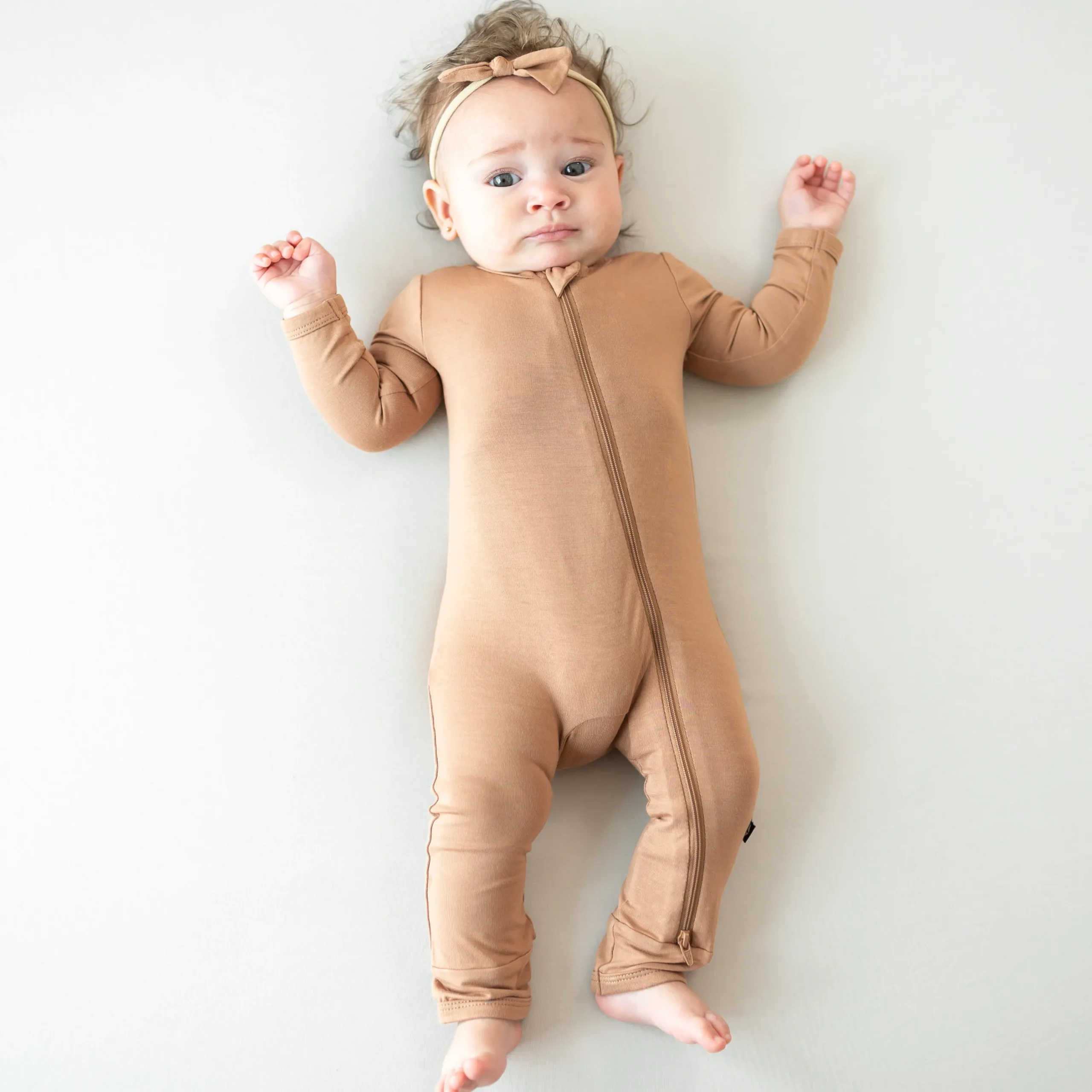 Kyte Baby Zippered Romper in Latte Outlet