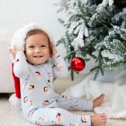 Kyte Baby Zippered Romper in Vintage Santa Discount