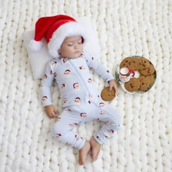Kyte Baby Zippered Romper in Vintage Santa Discount
