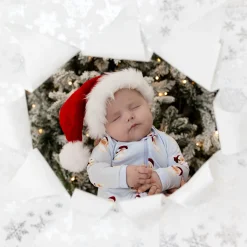 Kyte Baby Zippered Romper in Vintage Santa Discount