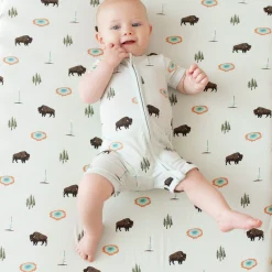 Kyte Baby Zippered Shortall Romper in Yellowstone Best