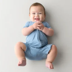 Kyte Baby Zippered Shortall Romper in Slate Discount