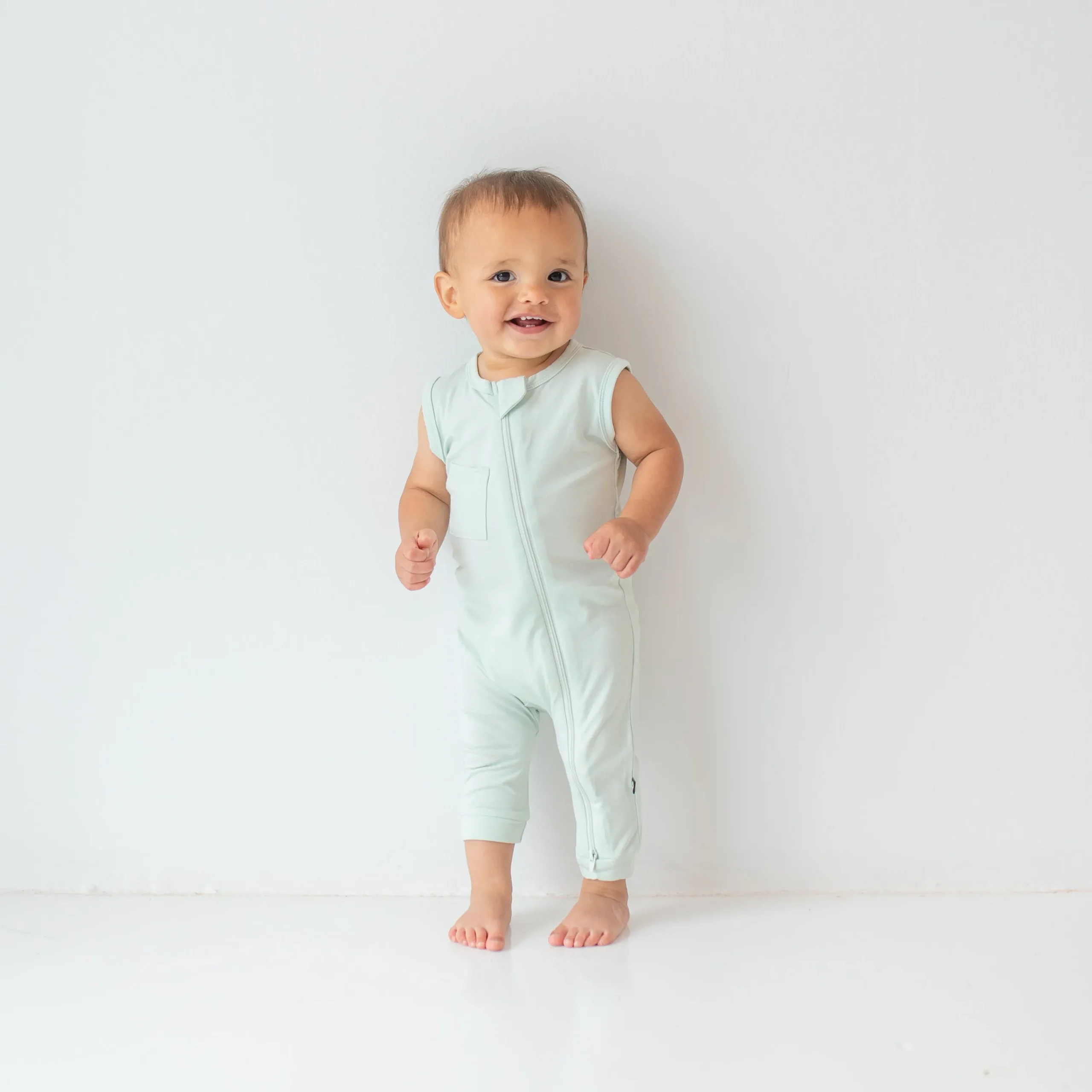 Kyte Baby Zippered Sleeveless Romper in Dew New
