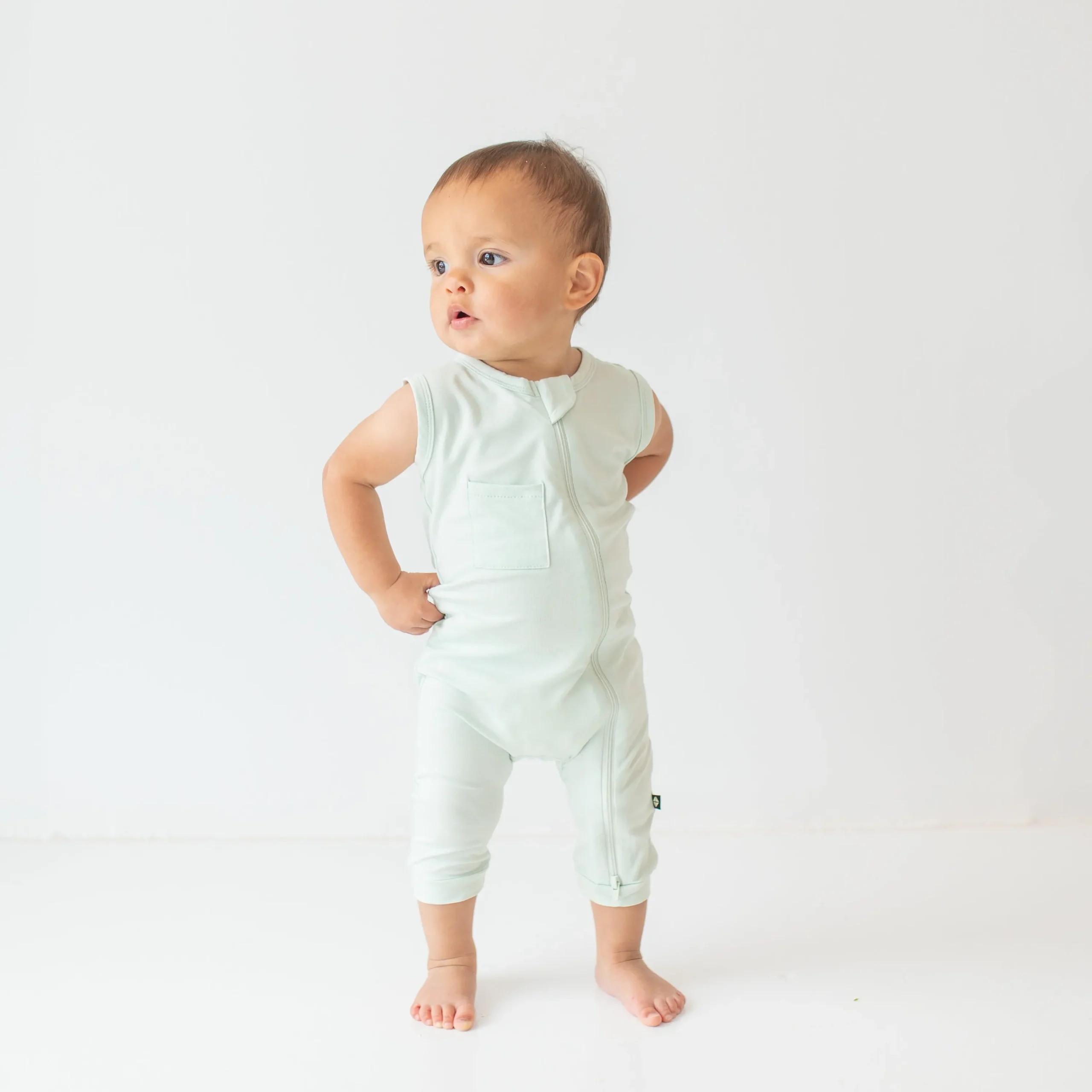Kyte Baby Zippered Sleeveless Romper in Dew New