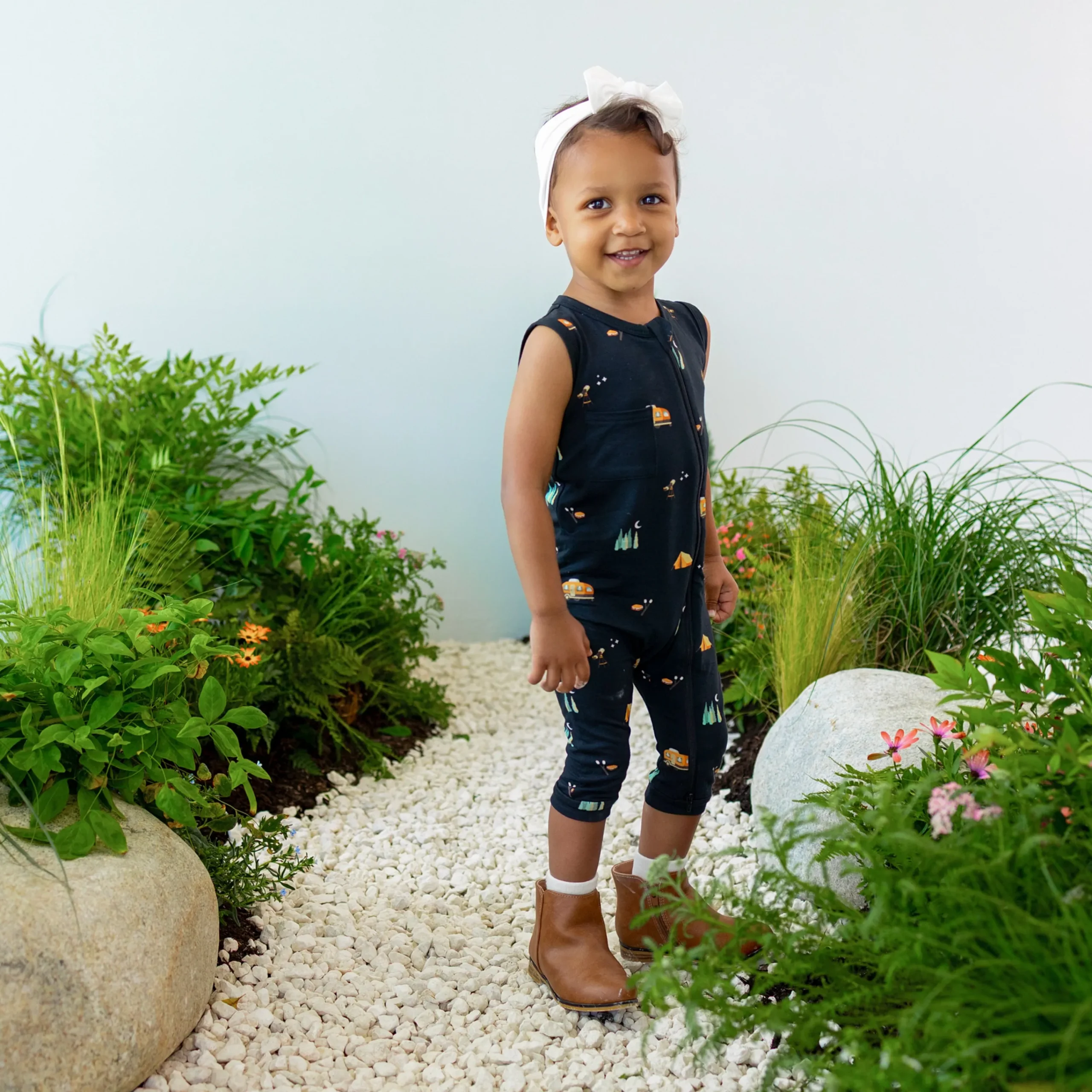 Kyte Baby Zippered Sleeveless Romper in Under the Stars Sale