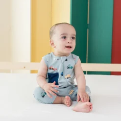 Kyte Baby Zippered Sleeveless Romper in Construction Hot