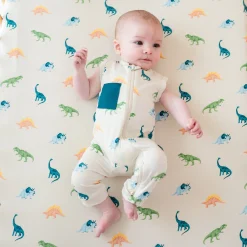 Kyte Baby Zippered Sleeveless Romper in Ecru Roar