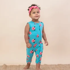 Kyte Baby Zippered Sleeveless Romper in Hibiscus Outlet