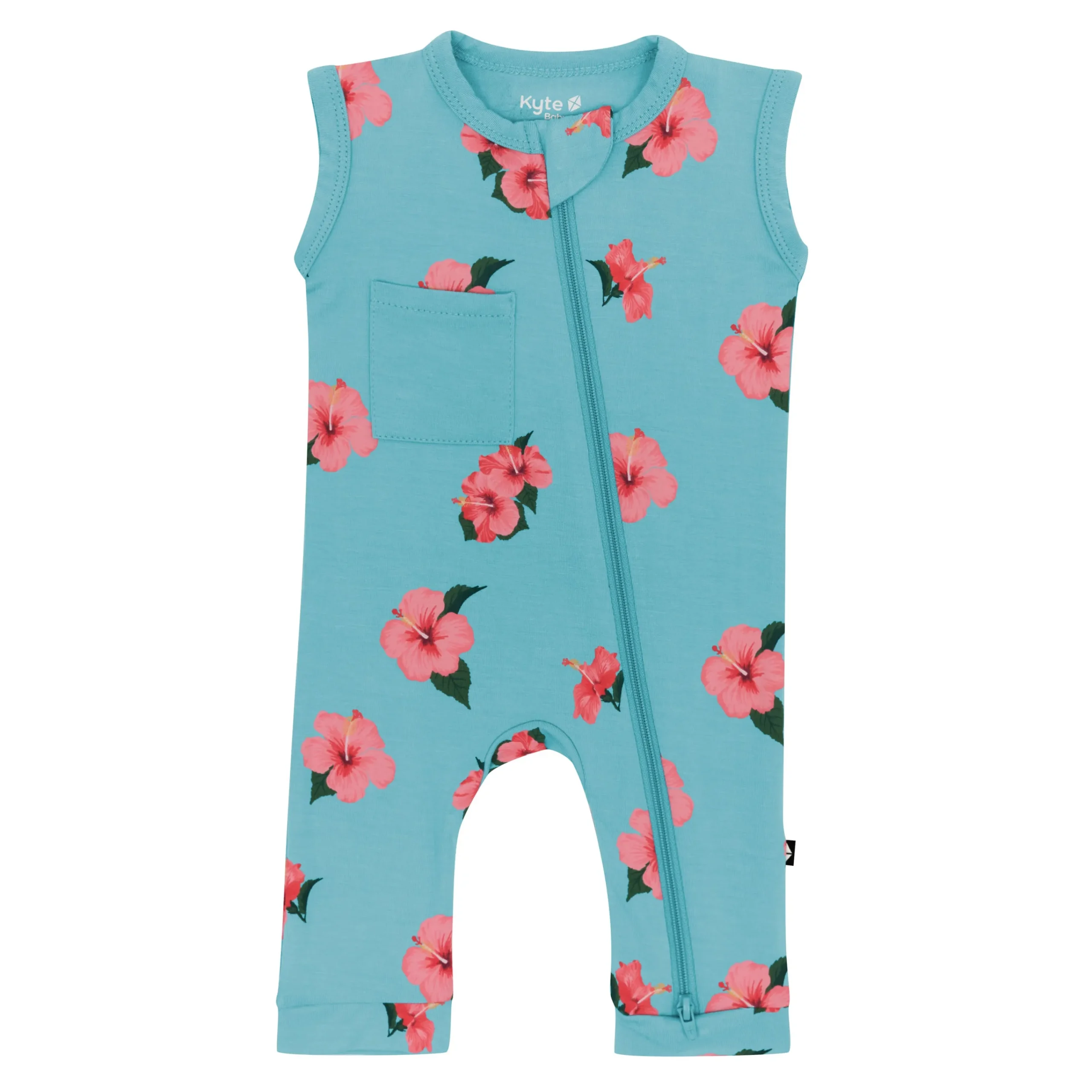 Kyte Baby Zippered Sleeveless Romper in Hibiscus Outlet