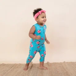Kyte Baby Zippered Sleeveless Romper in Hibiscus Outlet