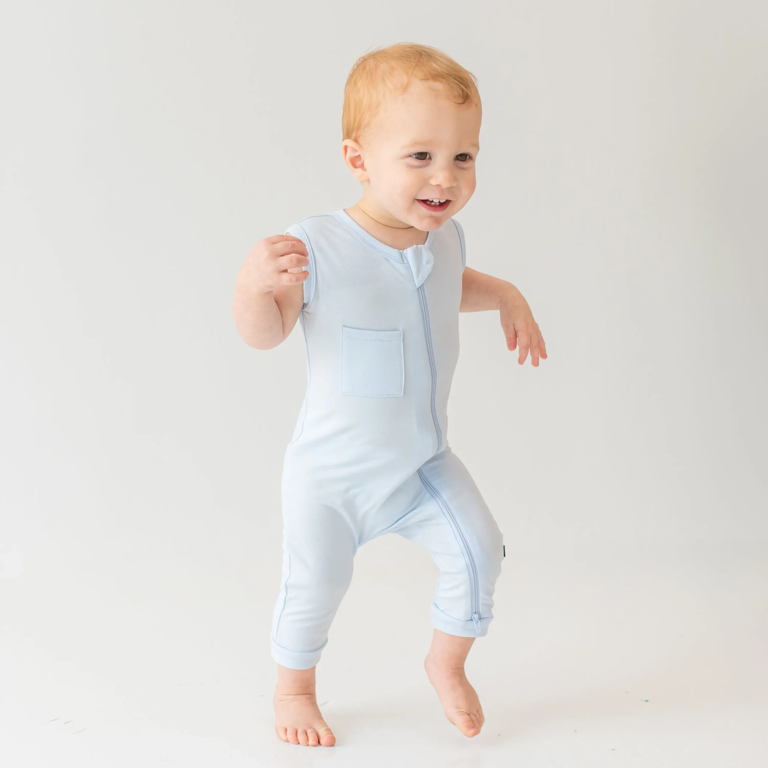 Kyte Baby Zippered Sleeveless Romper in Mist New